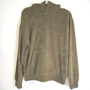 Negative Space Corduroy Pullover Hoodie Brown Grunge‎ Y2K Boho Hippie Small